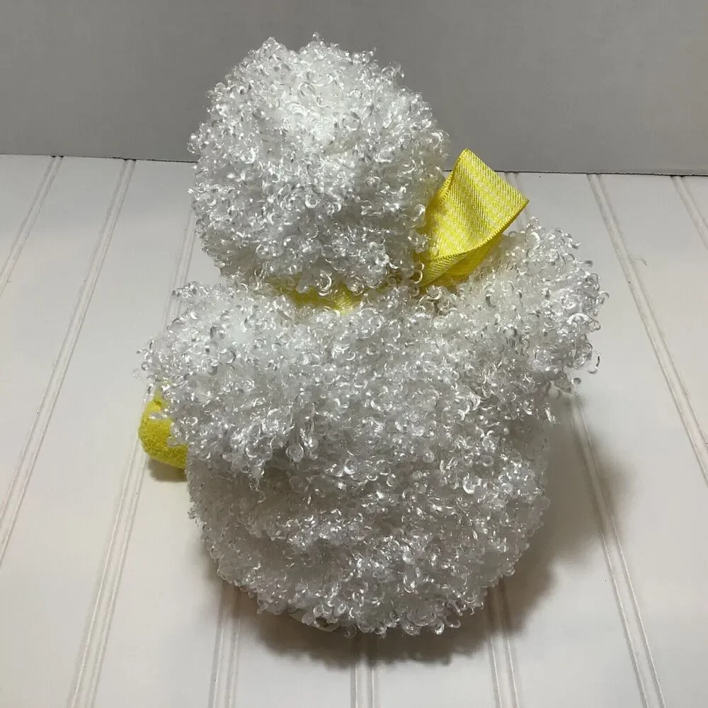 Animal Adventure Duck White and Yellow 8”Plush Gingham Ribbon Bow